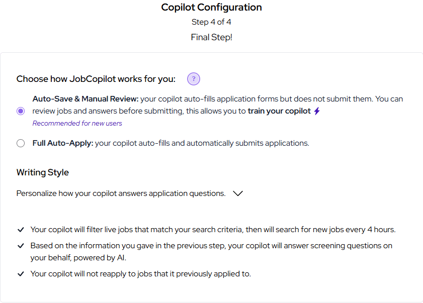 copilot configuration