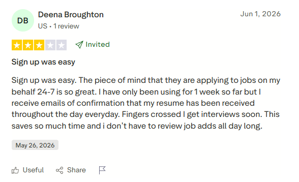 Trustpilot review: Sign up was easy